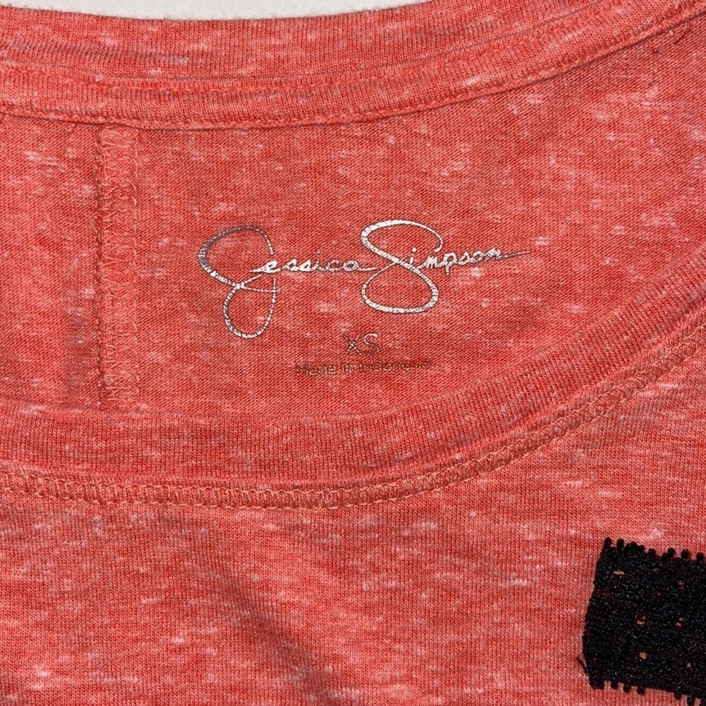 Jessica Simpson Heathered Orange Embellish T Shirt - Picture 3 of 4
